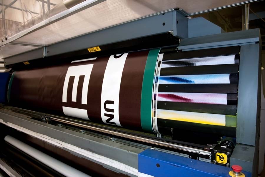 Digital printing system for printing a wide range of superwide-format applications.